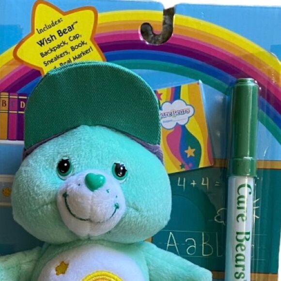 NWT Vtg 2005 Care Bear 8” Play Along Toys Wish Bear School Rules Stuffed Animal - Picture 2 of 4